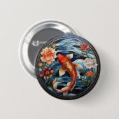 Koi Fisch und Kamelien im asiatischen Stil aus gef Button (Vorne & Hinten)