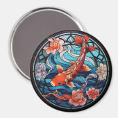Koi Fisch und Kamelien im asiatischen Stil aus gef Magnet (Vorderseite/Rückseite)