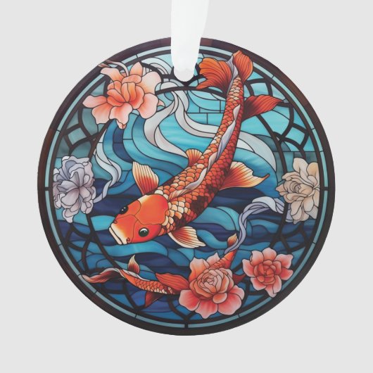 Koi Fisch und Kamelien im asiatischen Stil aus gef Ornament (Vorderseite)