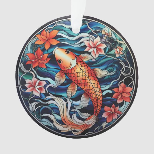 Koi Fisch und Kamelien im asiatischen Stil aus gef Ornament (Vorderseite)
