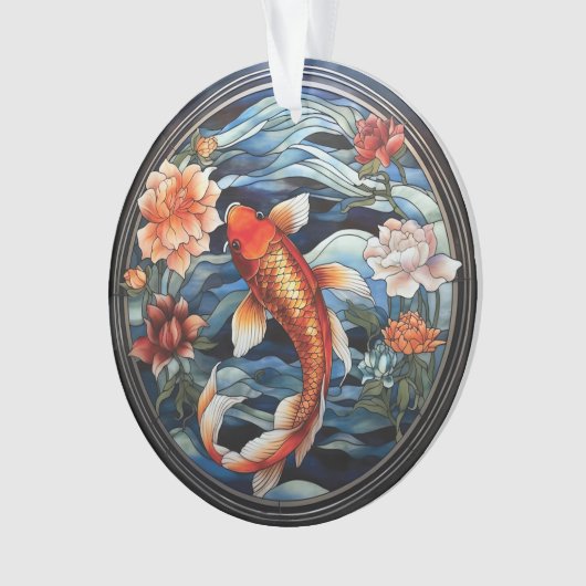 Koi Fisch und Kamelien im asiatischen Stil aus gef Ornament (Vorderseite)