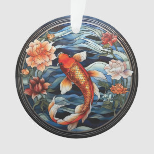 Koi Fisch und Kamelien im asiatischen Stil aus gef Ornament