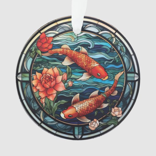 Koi Fisch und Kamelien im asiatischen Stil aus gef Ornament (Vorderseite)