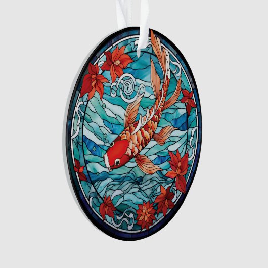 Koi Fisch und Kamelien im asiatischen Stil aus gef Ornament (Vorderseite)