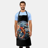 Koi Fisch und Kamelien im asiatischen Stil aus gef Schürze (Getragen)