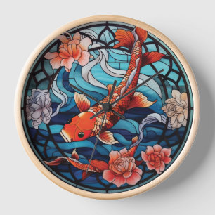 Koi Fisch und Kamelien im asiatischen Stil aus gef Uhr