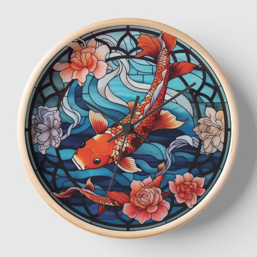 Koi Fisch und Kamelien im asiatischen Stil aus gef Uhr (Vorderseite)