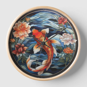 Koi Fisch und Kamelien im asiatischen Stil aus gef Uhr