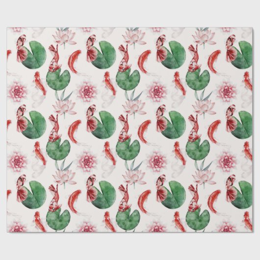 Koi Fisch und Lilien japanisches Design Geschenkpapier (Flach)