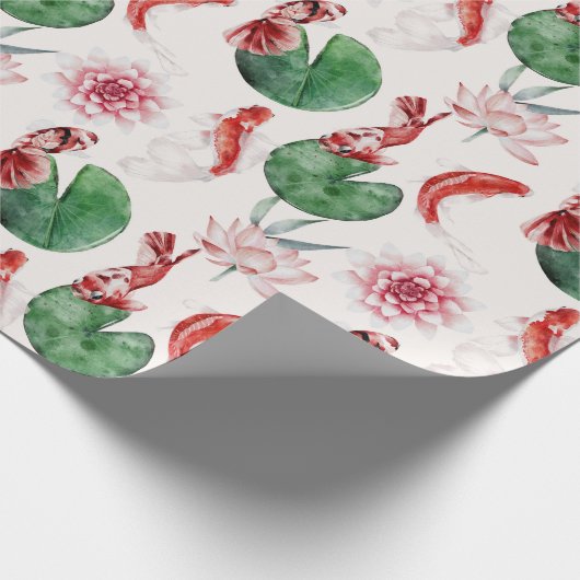 Koi Fisch und Lilien japanisches Design Geschenkpapier (Ecke)