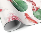 Koi Fisch und Lilien japanisches Design Geschenkpapier (Rolleneckpunkt)