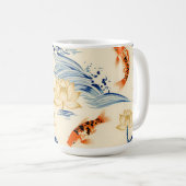 Koi-Fisch und Lotus nahtloses Muster Kaffeetasse (VorderseiteRechts)