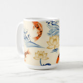 Koi-Fisch und Lotus nahtloses Muster Kaffeetasse (Vorderseite Links)