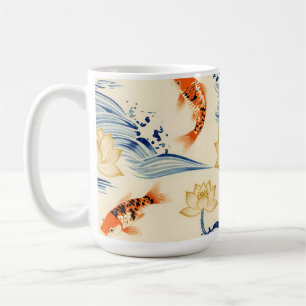 Koi-Fisch und Lotus nahtloses Muster Kaffeetasse