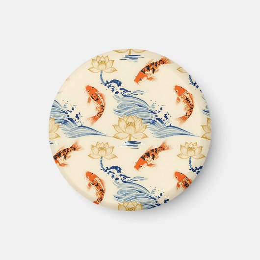 Koi-Fisch und Lotus Nahtloses Muster Magnet (Vorne)