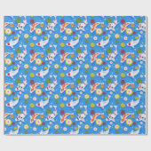 Koi Fisch und Water Lilies Blue Geschenkpapier (Flach)