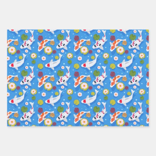 Koi Fisch und Water Lilies Blue Geschenkpapier Set (Vorderseite 2)