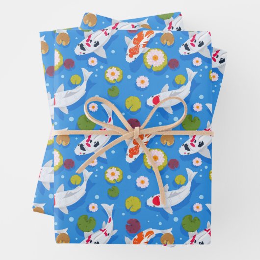Koi Fisch und Water Lilies Blue Geschenkpapier Set (Beispiel)