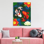 Koi-Fisch und Weißer Lotus-Lily-Pad-Teich Leinwanddruck (Insitu (Wohnzimmer))