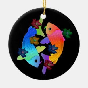 Koi Fisch-Verzierung Keramik Ornament