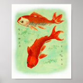 Koi-Fisch Vintage Japanische Kunst Poster (Vorne)
