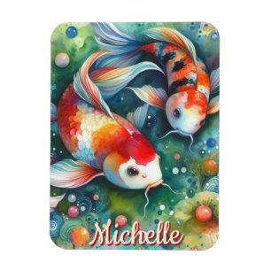 Koi-Fisch Whimsical Watercolor Personalisiert Magnet