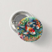 Koi Fisch Whimsisches Wasser Orange Personalisiert Button (Vorne & Hinten)