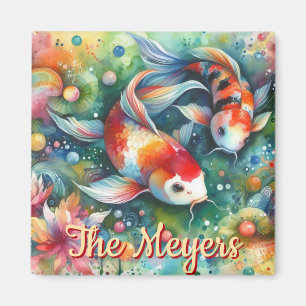 Koi Fisch Whimsisches Wasser Orange Personalisiert Magnet