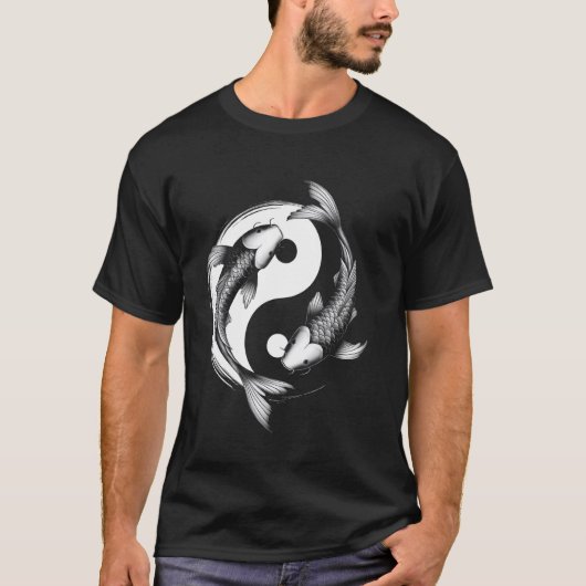 Koi-Fisch Yang Symbol Design Grafik T-Shirts (Vorderseite)
