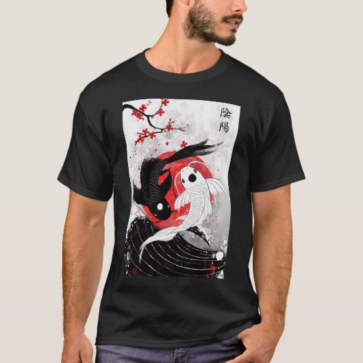 Koi Fisch - Yin Yang T-Shirt (Vorderseite)