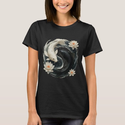 Koi-Fisch Ying Yang T-Shirt (Vorderseite)