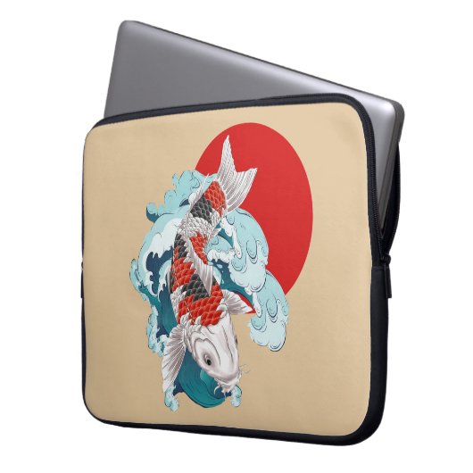 Koi-Fischdesign Laptopschutzhülle (Vorderseite Links)
