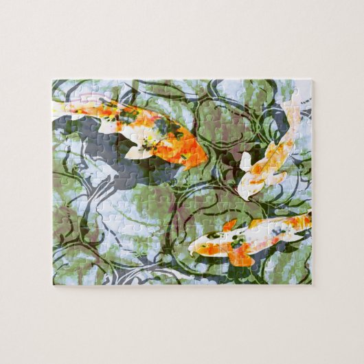 Koi Fische 8" x 10" Puzzlespiel mit Zinn Puzzle (Horizontal)