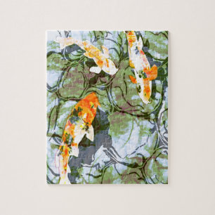 Koi Fische 8" x 10" Puzzlespiel mit Zinn Puzzle
