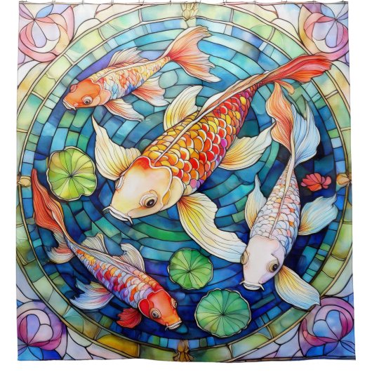 Koi-Fische in Bleiglas Duschvorhang (Vorderseite)