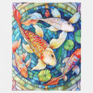 Koi-Fische in Bleiglas Fleecedecke