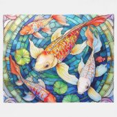 Koi-Fische in Bleiglas Fleecedecke (Vorderseite (Horizontal))
