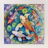 Koi-Fische in Bleiglas Puzzle (Horizontal)