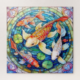 Koi-Fische in Bleiglas Puzzle