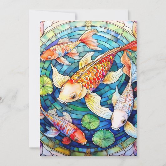 Koi-Fische in Buntglas Einladung (Vorderseite)