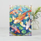 Koi-Fische in Buntglas Einladung (Stehend Vorderseite)