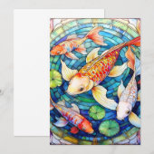 Koi-Fische in Buntglas Einladung (Vorne/Hinten)