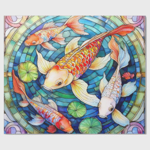 Koi-Fische in Buntglas Geschenkpapier