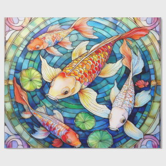 Koi-Fische in Buntglas Geschenkpapier