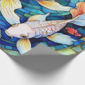 Koi-Fische in Buntglas Geschenkpapier (Ecke)