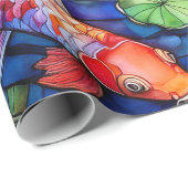 Koi-Fische in Buntglas Geschenkpapier (Rolleneckpunkt)