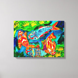 Koi-Fische lieben Leinwanddruck