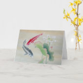Koi-Fische mit Lotusblume Karte (Gelbe Blume)