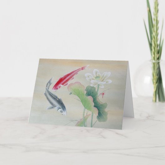 Koi-Fische mit Lotusblume Karte (Vorderseite)