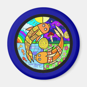 Koi Fische Pyschedelic elementarer Mandela Magnet